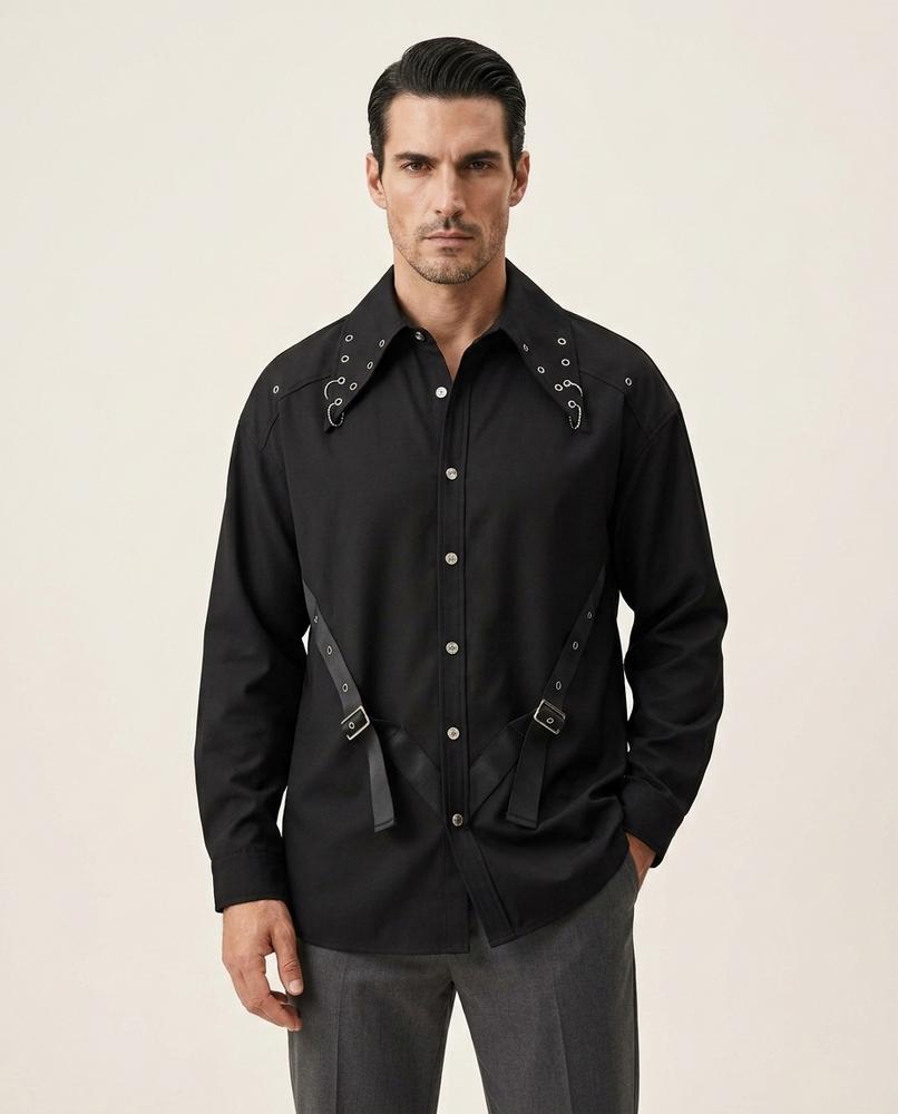 Zac & Sons - Aalet | Chemise unisexe avec applications et œillets métalliques